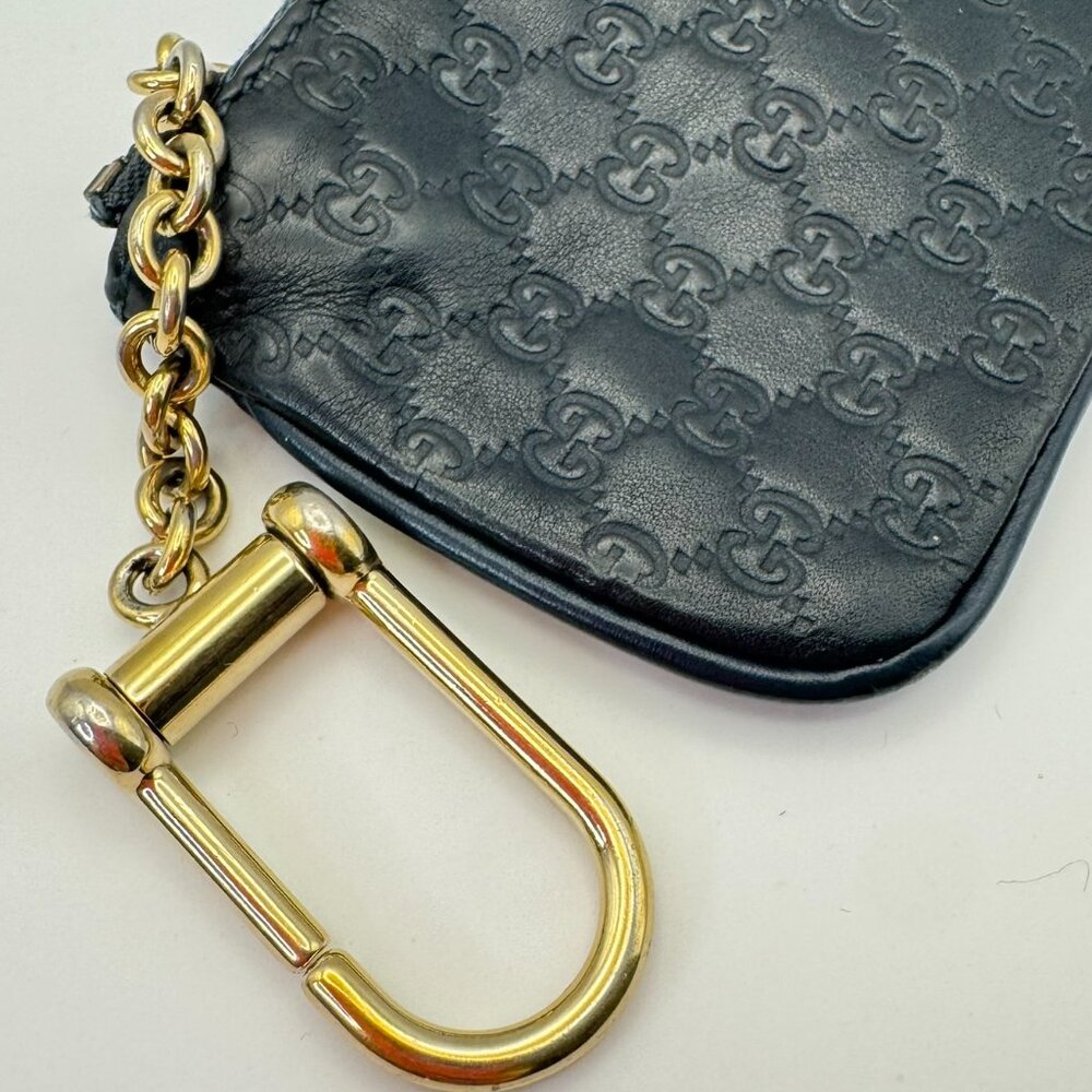 Guccissima GG Emblem Zip Key Case Authentic - Navy Blue
